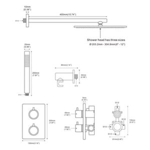 SYLKWOR Bathroom Taps, Bathtub Faucets and Shower Heads Shower Set Mixer Valve Function Bathtub Mixer Taps Hot and Cold Wall Mounted Bathroom Shower Faucet with Hand Interestilife/10 inch