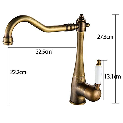 Nostalgie Kitchen Rustic Faucet Kitchen Faucet Tap Mixer Tap Mixer Tap Sink with Water-Tap Brass Handles 360 Adjustable)/Antique