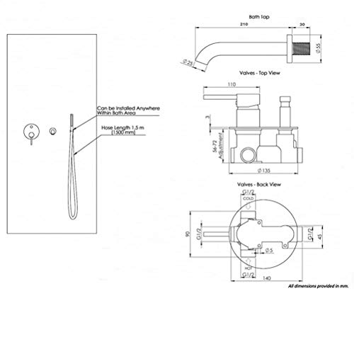 SYLKWOR Bathroom Taps, Bathtub Faucets and Shower Heads Shower Set Mixer Valve Function Bathtub Mixer Taps Hot and Cold Wall Mounted Bathroom Shower Faucet with Hand Interestilife/D.1