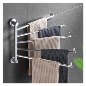 swing out 5-arms towel holder thicken towel racks for bathroom kitchen, bath towel bar swivel hanger wall mounted drying rack, rustproof solid aluminium towel hanger space saving storage or