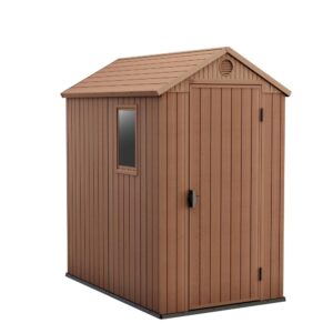 Keter Darwin 4x6 Resin Outdoor Storage Shed Kit-Perfect to Store Patio Furniture, Garden Tools Bike Accessories, Beach Chairs and Lawn Mower, Brown