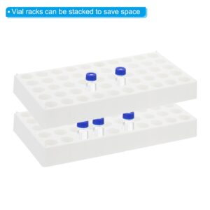 PATIKIL Vial Rack for 4ml Autosampler Vials, 2 Pack Vial Tray Holder 50-Well Stackable Test Tube Rack Vial Holder for Microcentrifuge Tubes, White