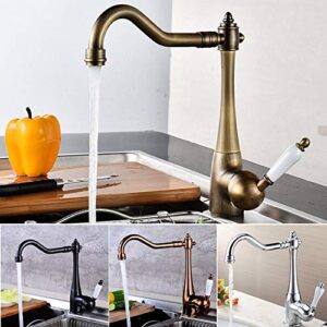 Nostalgie Kitchen Rustic Faucet Kitchen Faucet Tap Mixer Tap Mixer Tap Sink with Water-Tap Brass Handles 360 Adjustable)/Antique