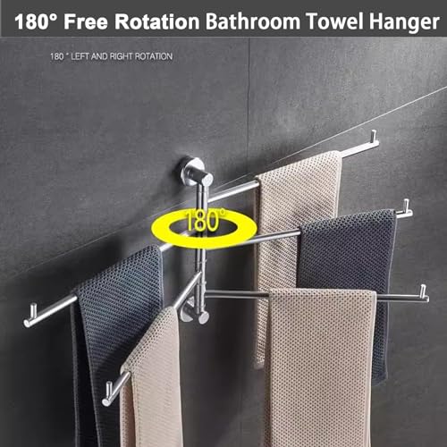 Swing Out 5-Arms Towel Holder Thicken Towel Racks for Bathroom Kitchen, Bath Towel Bar Swivel Hanger Wall Mounted Drying Rack, Rustproof Solid Aluminium Towel Hanger Space Saving Storage Or