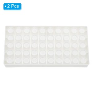 PATIKIL Vial Rack for 4ml Autosampler Vials, 2 Pack Vial Tray Holder 50-Well Stackable Test Tube Rack Vial Holder for Microcentrifuge Tubes, White