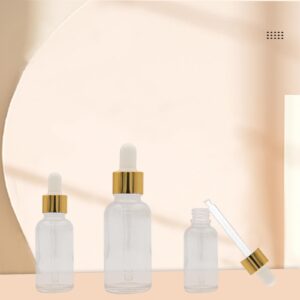 AGZHTYJQ 12 Pcs Glass Dropper Bottles with Eye Dropper Dispensers Lab Dropping Bottles with 2Pcs Long Pipettes 2Funnel and12 Label for Travel Cuticle Massage Essential Oils Perfume (Clear,1oz)