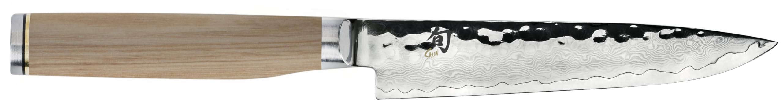 Shun Premier Blonde 5" Steak Knife, Handcrafted Japanese Knife, VG-MAX Core with Damascus Stainless Steel Cladding, Pakkawood Handle, Hand-Sharpened Steak Knife for Professional and Home Chefs