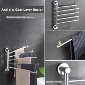 Swing Out 5-Arms Towel Holder Thicken Towel Racks for Bathroom Kitchen, Bath Towel Bar Swivel Hanger Wall Mounted Drying Rack, Rustproof Solid Aluminium Towel Hanger Space Saving Storage Or