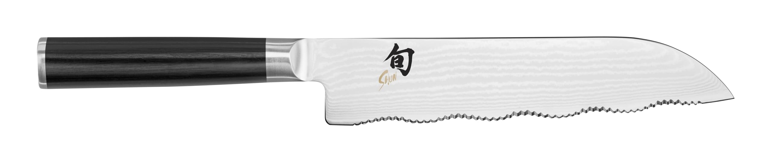 Shun Classic 7" Master Serrated Utility Knife, Handcrafted Japanese Knife, VG-MAX Core with Damascus Stainless Steel Cladding, Pakkawood Handle, Precision and Sharpness for Professional and Home Chefs