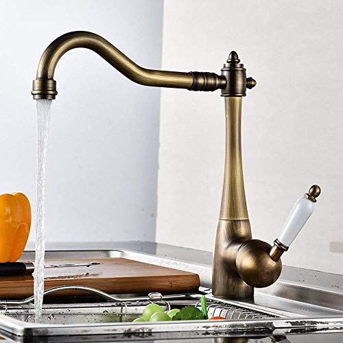 Nostalgie Kitchen Rustic Faucet Kitchen Faucet Tap Mixer Tap Mixer Tap Sink with Water-Tap Brass Handles 360 Adjustable)/Antique