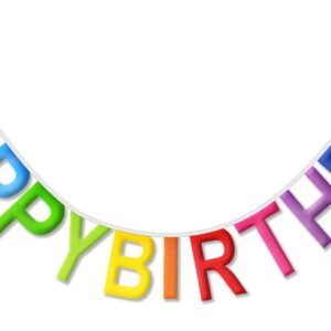 Pre-Strung Happy Birthday Banner NO DIY Happy Birthday Sign Reusable Personalized Birthday Party Banner Birthday Hanging Decoration Photo Prop for Kids Women Men Girl Boy (Rainbow)