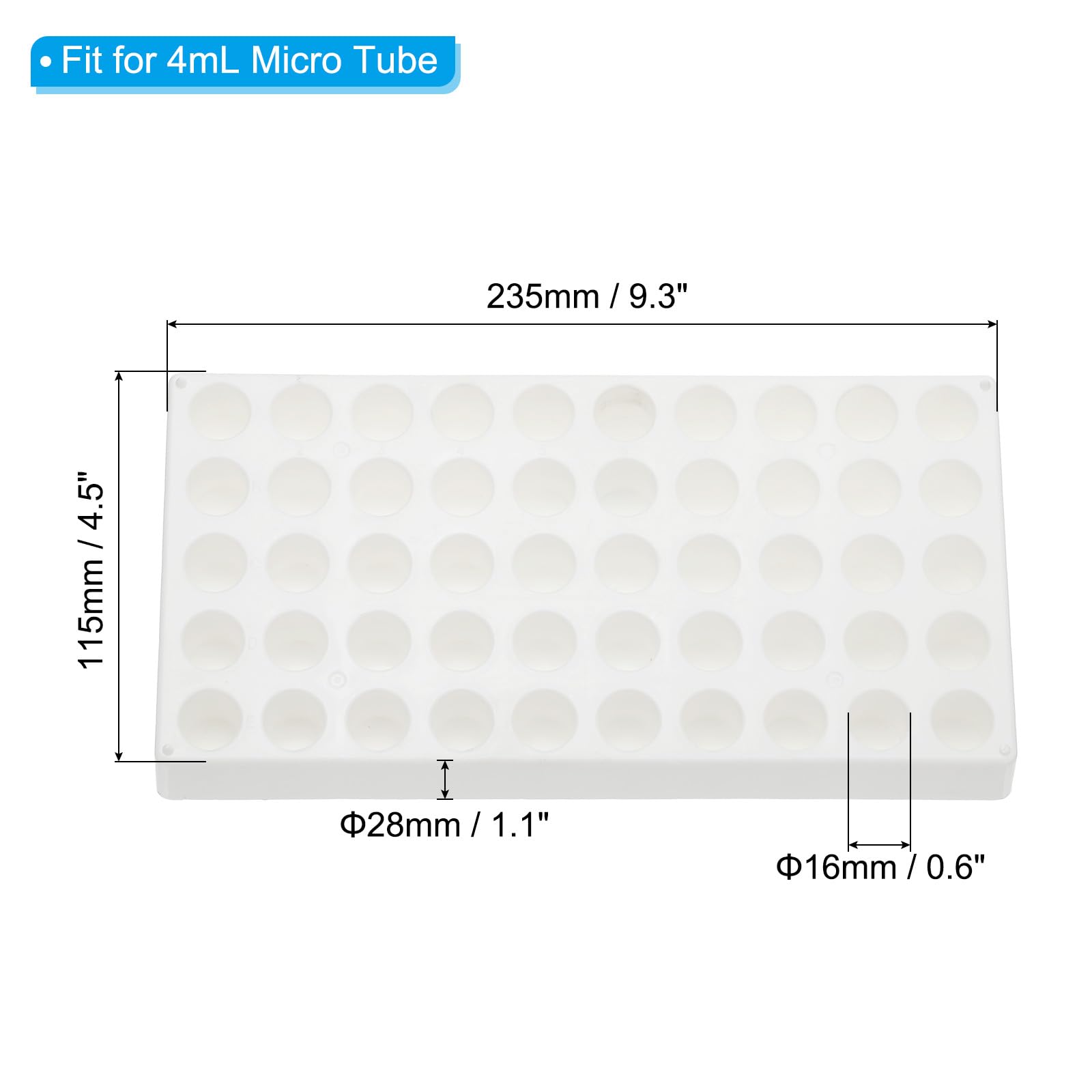 PATIKIL Vial Rack for 4ml Autosampler Vials, 2 Pack Vial Tray Holder 50-Well Stackable Test Tube Rack Vial Holder for Microcentrifuge Tubes, White