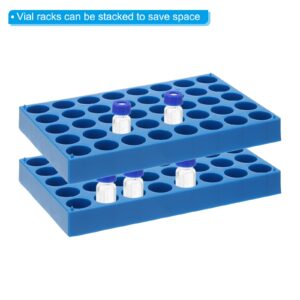 PATIKIL Vial Rack for 20ml Autosampler Vials, 2 Pack Vial Tray Holder 40-Well Stackable Test Tube Rack Vial Holder for Microcentrifuge Tubes, Blue