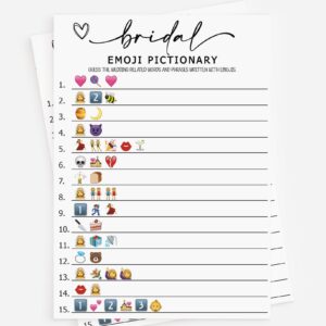 All Ewired Up 50 Bridal Shower Games Emoji Pictionary (50-Cards) Fun Wedding Game Activity, Decorations, Engagement Party, Rehearsal Dinner, Minimalist Script