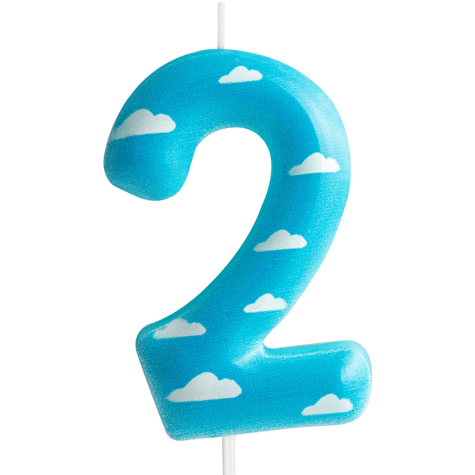 Blue Sky White Cloud Birthday 2nd Candle Number 2 Candle One Cake Topper Toy Story Theme 2nd Birthday Cake Decoration for Toy Story Theme Boys Girls Kids 2nd Birthday Party Cake Decorations Supplies