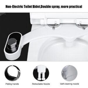 WOHPNLE Toilet Bidet Attachment, Dual Nozzle Single Cold Water Toilet Bidet Sprayer Nonelectric Toilet Attachment for Bathroom(EU (3/8))