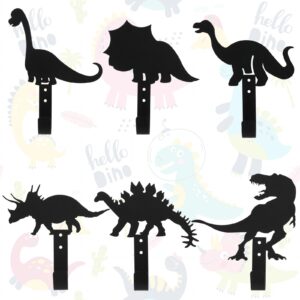 zhengmy 6 pcs dinosaur coat hooks wall hook black metal coat hooks dinosaur bathroom decor wall hanger dino decor for boys room dinosaur theme decorations for bathroom bedroom nursery