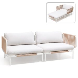 VredHom Oversized Patio Loveseat, Patio Furniture Couch with Removable Cushions, Outdoor Modern Loveseat for Patio, Garden, Lawn, Beige