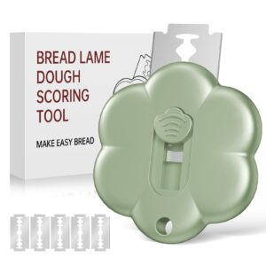 scrzsz bread lame,bread lame dough scoring tool,sourdough scoring tool,lame bread tool blades,scoring knife for bread baking,contain 5 razor blades(green)