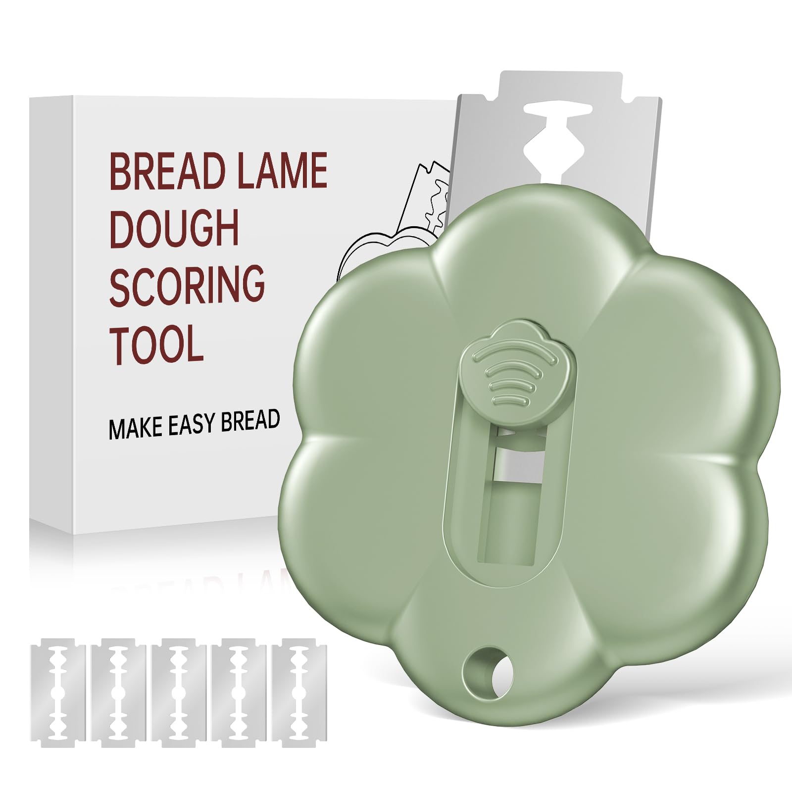 SCRZSZ Bread Lame,Bread Lame Dough Scoring Tool,Sourdough Scoring Tool,Lame Bread Tool Blades,Scoring Knife For Bread Baking,Contain 5 Razor Blades(Green)