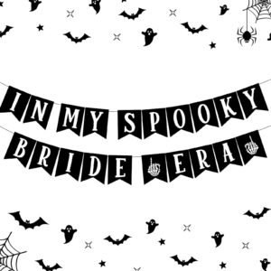 in my spooky bride era banner halloween bachelorette banner skeleton bridal shower banner for women bride to be skull wedding engagement bachelorette party decor supplies