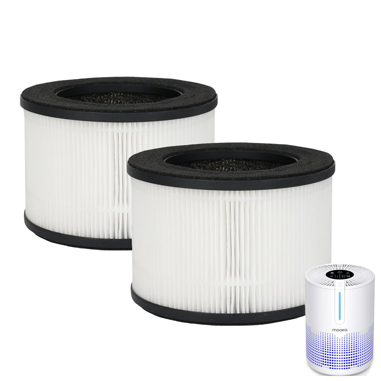 MOOKA Genuine True H13 HEPA Air Filters Replacement for M01 Air Purifier, Removes Dust, Smoke, Odor, Dander, Pollen, 2 Packs