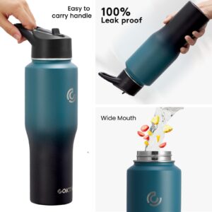 COKTIK Water Bottle Insulated, 32 oz Water Bottles Straw Lid, Spout Lid, Cold for 36 Hrs, Hot for 18 Hrs, Cup Holder Friendly Leakproof(Indigo Crush)