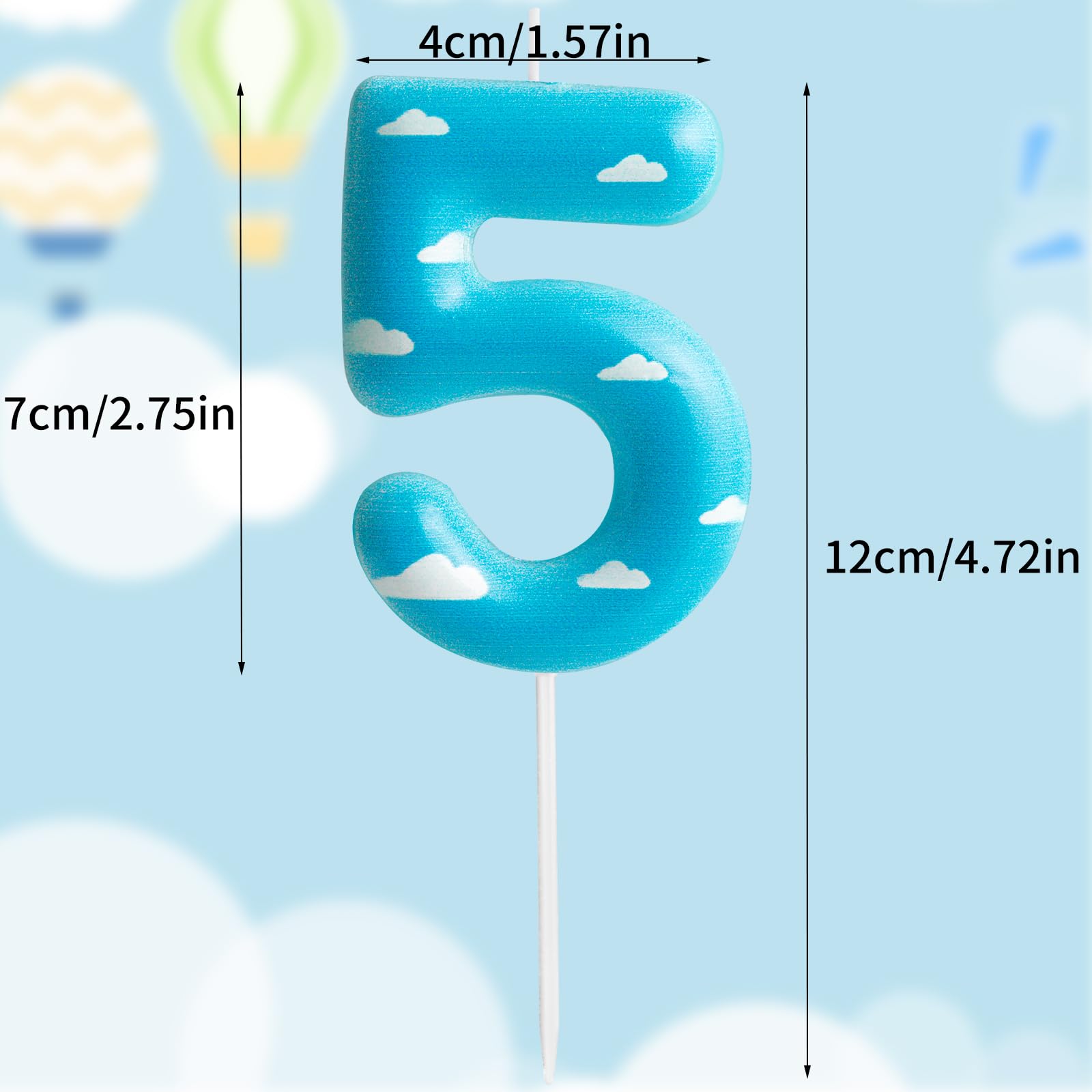 Blue Sky White Cloud Birthday 2nd Candle Number 2 Candle One Cake Topper Toy Story Theme 2nd Birthday Cake Decoration for Toy Story Theme Boys Girls Kids 2nd Birthday Party Cake Decorations Supplies