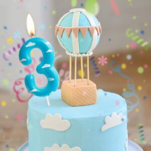 Blue Sky White Cloud Birthday 2nd Candle Number 2 Candle One Cake Topper Toy Story Theme 2nd Birthday Cake Decoration for Toy Story Theme Boys Girls Kids 2nd Birthday Party Cake Decorations Supplies