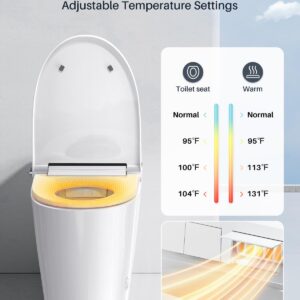 Smart Toilet with Built-in Tank & Bidet Auto Open/Close Foot Sensor Flush Dryer Heated Seat Soft Close Elongated One-Piece Design (ZY695A)