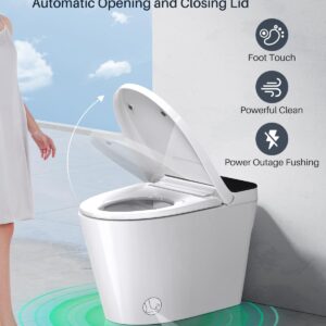 Smart Toilet with Built-in Tank & Bidet Auto Open/Close Foot Sensor Flush Dryer Heated Seat Soft Close Elongated One-Piece Design (ZY695A)