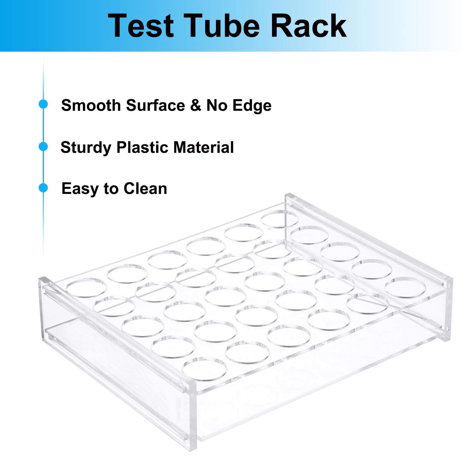 PATIKIL 30 Holes Test Tube Rack, 22.5mm Round Hole Acrylic Test Tube Holder Stand Suitable for 2ml, 3ml Test Tube for Laboratory Centrifugal Tube Scientific Experiments, Clear