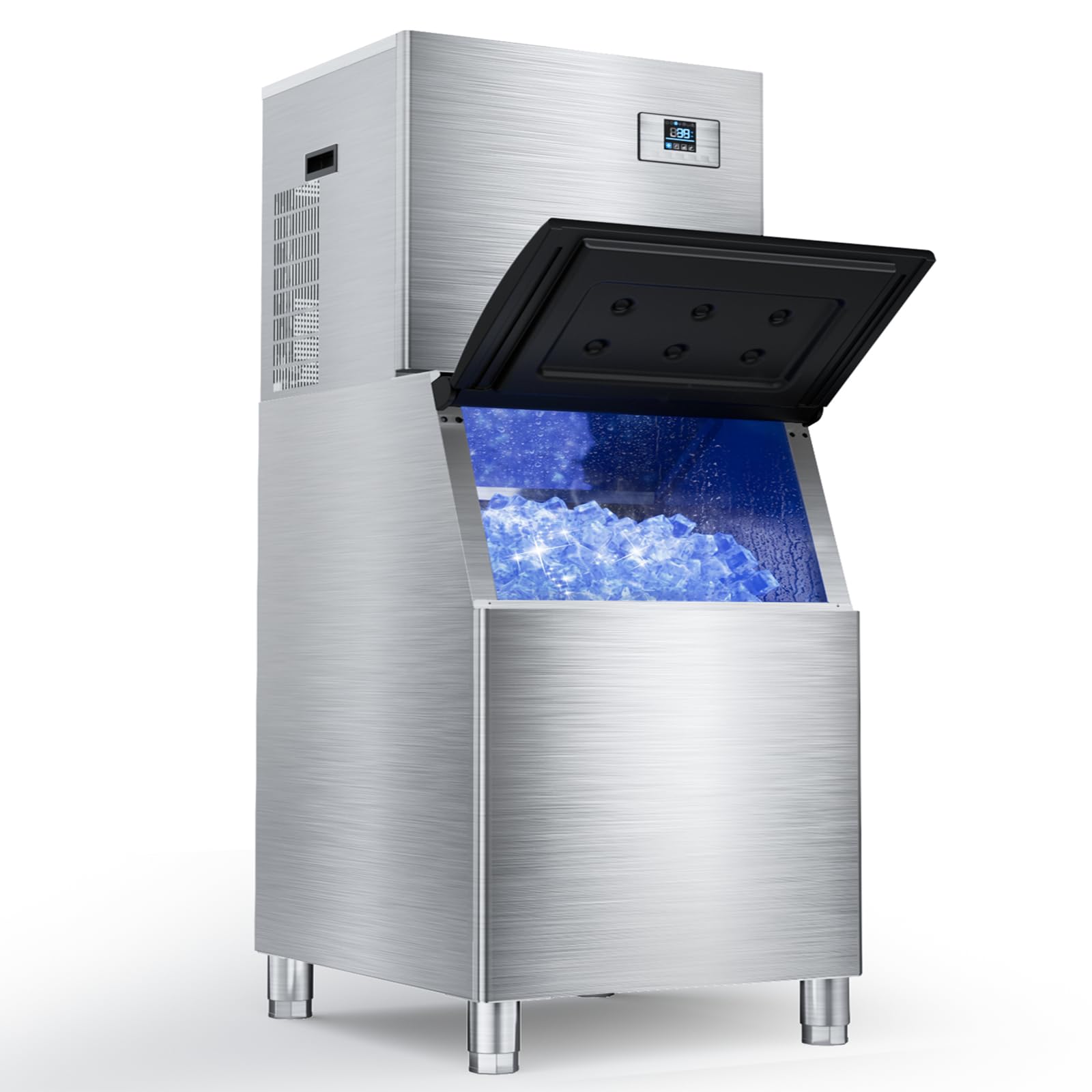 Commercial Ice Maker Machine 650lbs/24h,Large Capacity 400lbs,Industrial Nugget Icemaker with Self Cleaning Function,210 Counts Ice Ready in 4-12 Min,Clear Ice Cube for Cafe,Restaurant,Home