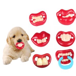 UgKsbdVjk 3pcs Funny Dog ​​pacifier Silicone Buck Teeth Pacifier for Puppy Red Lips Cat Dog Snout Puppy Dental Health Pet Supplies(H-6PCS)