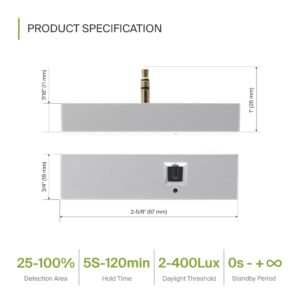 ASD BI-Level Microwave Motion Sensor | Audio-Jack 12VT 0-10V Dimmable White