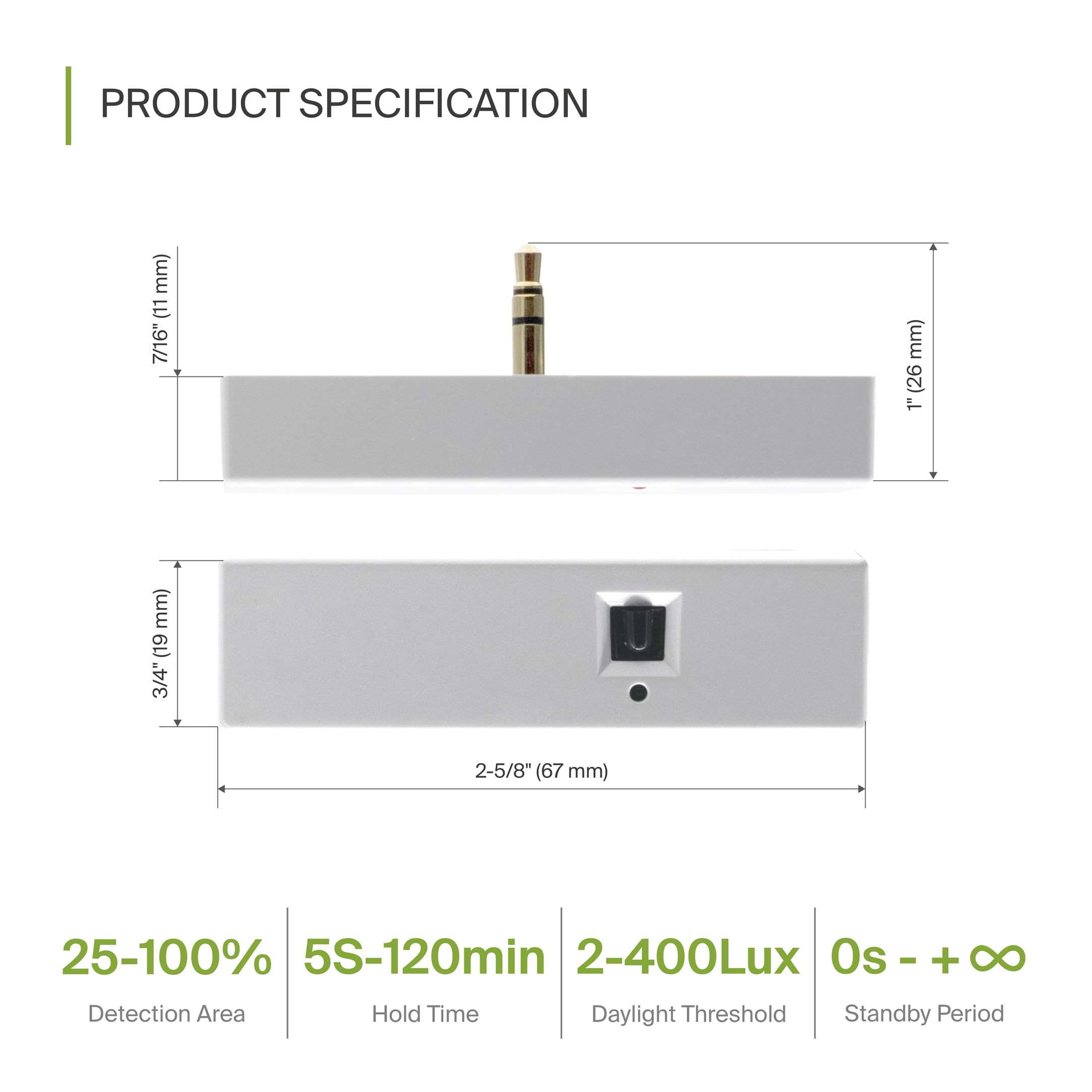 ASD BI-Level Microwave Motion Sensor | Audio-Jack 12VT 0-10V Dimmable White