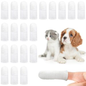 eovento 20pcs dog toothbrush, soft fabric dog finger toothbrush, washable finger toothbrush for dogs & cats oral health, suitable for small and large pets