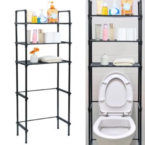 ptmtfyl over the toilet storage shelf, 3 tier storage cabinet over toilet, behind toilet shelf, above toilet storage rack, bathroom organizer freestanding toilet shelf space saver (black)