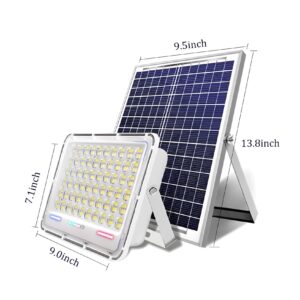 100W to 500w Pure White High Bright Solar Power Flood Light Outdoor Remote, IP67 Waterproof, Auto On/Off, Wide Range, Dusk to Dawn for Yard, Gazebo, Shed, Barn, Porch, Patio, Garage, Garden (200W)