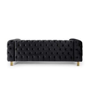 Yoglad Modern Tufted Velvet Sofa, 3-Seater Upholstered Couch with Metal Legs, Mid-Century Modern Velvet Accent Furniture for Living Room, Bedroom, or Apartment (83.75'' Black)