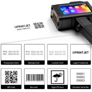 UPRINTJET B35 Handheld Inkjet Printer 1", Handheld Printer with Fast Dry Ink Expiry Date Printing Machine for Time QRcode Barcode Number Logo Label Handheld Inkjet Printer Gun for Any Surfaces