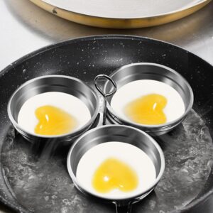 Stainless Steel Egg Poacher, 3-Cup Poached Egg Cooker, Nonstick Egg Poacher Cups, Egg Poaching Pan with Rack and Anti-Scalding Handle for Microwave Oven Stovetop, Heart-shape, Egg Poacher Pan