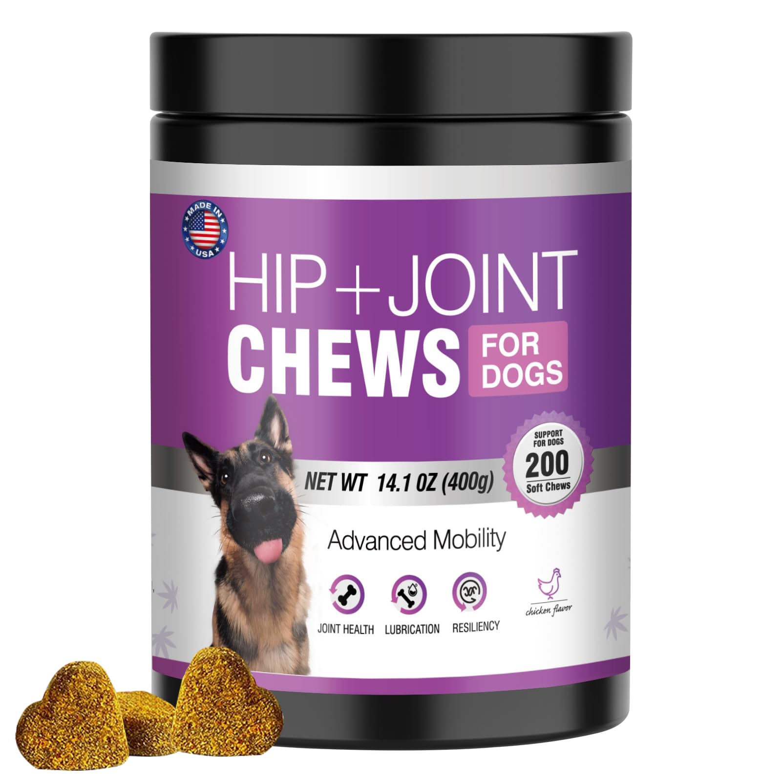 Glucosamine for Dogs 200pcs Joint Support Supplement Dog Hip and Joint Chondroitin Chews Treats with MSM Hemp Dog Joint Pain Relief Mobility Supplements Chicken Flavor Fit All Large Small Medium Breed