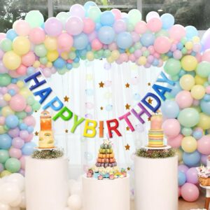 Pre-Strung Happy Birthday Banner NO DIY Happy Birthday Sign Reusable Personalized Birthday Party Banner Birthday Hanging Decoration Photo Prop for Kids Women Men Girl Boy (Rainbow)