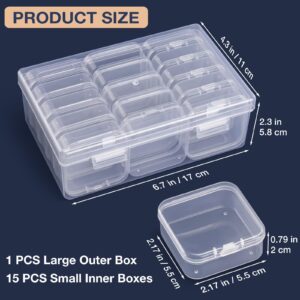 Udefineit Clear Small Bead Organizers, 15PCS Mini Bead Storage Cases & 1PCS Large Plastic Craft Box, Ideal for Jewelry Making, Beading Supplies, Diamond Painting, Nail Arts Accessories & Small Parts