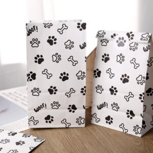 VGOODALL 24PCS Paw Print Treat Bags, 4.7"x 3.1"x 8.7" Puppy Dog Paw Print Gift Bags Black White Dog Paw Party Favors Bags for Girl Boy Baby Shower Birthday Party