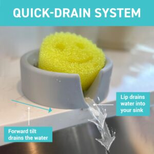 Tributary Brands Large Kitchen Sponge Holder Compatible with Scrub Daddy Sponge - Silicone Sponge Holder That Drains into Your Sink - Fits Dish Brush, Dish Wand and Scrub Mommy