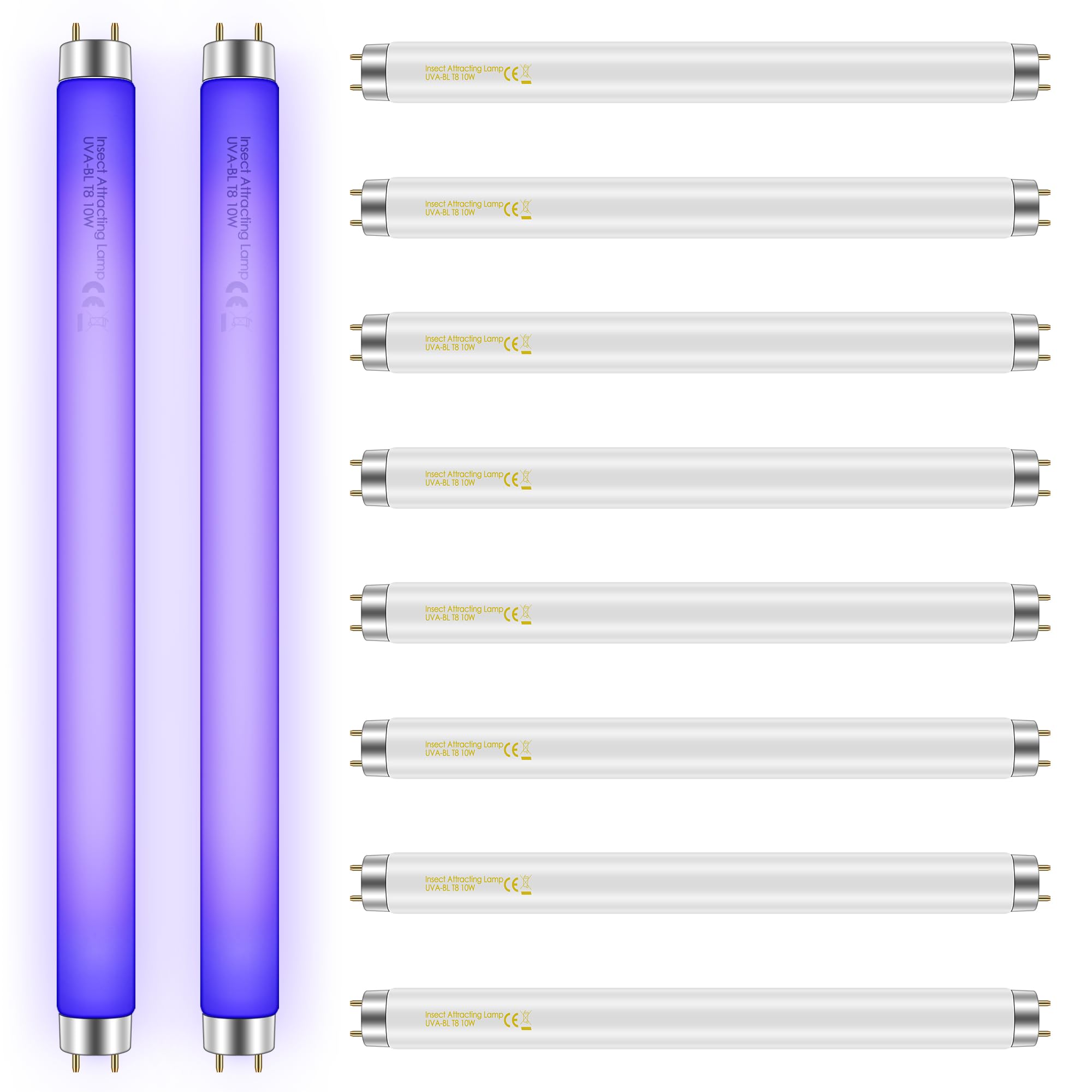 Qualirey 10 Pack Bug Zapper Replacement Light Bulbs 10W for 20W Indoor Bug Zapper, BL T8 F10W 13Inch Light Tube Compatible with Aspectek, Liba, Micnaron, Lulu Home and Other 20W Mosquito Zapper Lamp