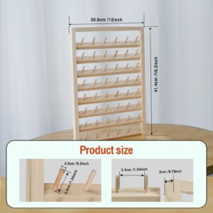 Abizarch Wooden Thread Holder, 48 Spool Wall Mounted Wooden Sewing Thread Rack with Screws, Multi Purpose Thread Holder Organizer for Embroidery Sewing Threads Hair Band(48 axis)