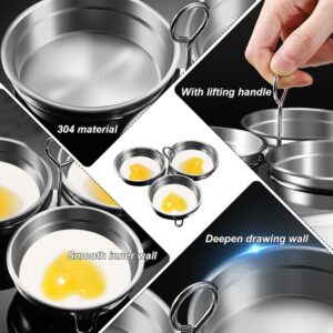 Stainless Steel Egg Poacher, 3-Cup Poached Egg Cooker, Nonstick Egg Poacher Cups, Egg Poaching Pan with Rack and Anti-Scalding Handle for Microwave Oven Stovetop, Heart-shape, Egg Poacher Pan